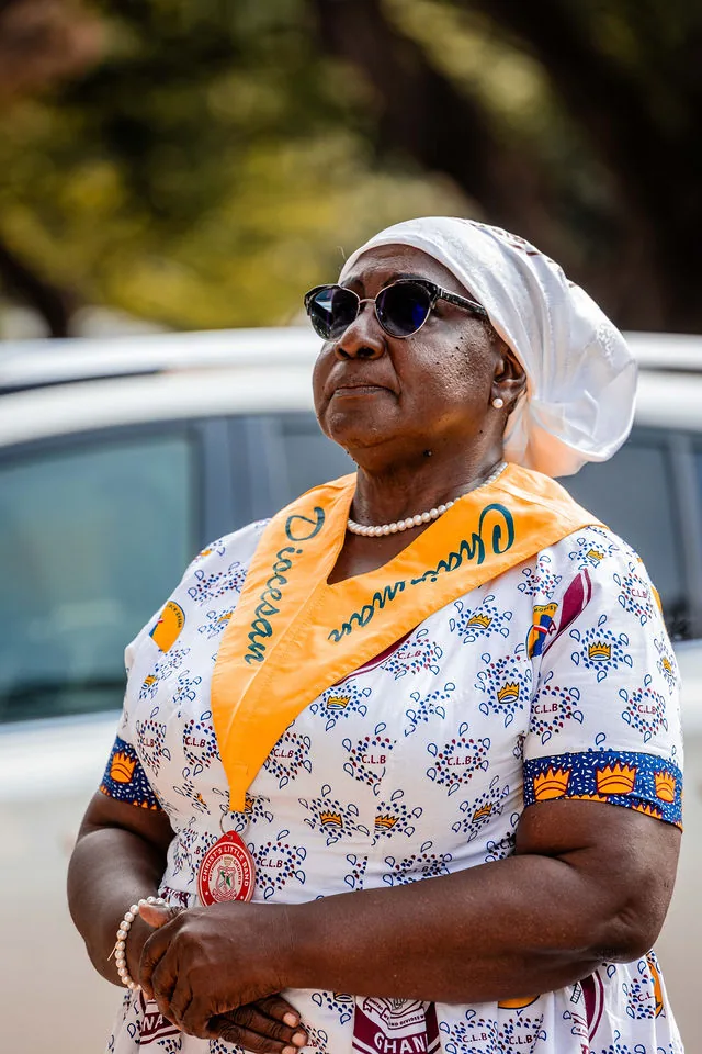 Op. Abigail Esi Gwira wearing CLB cloth and a gold Chairman sash.